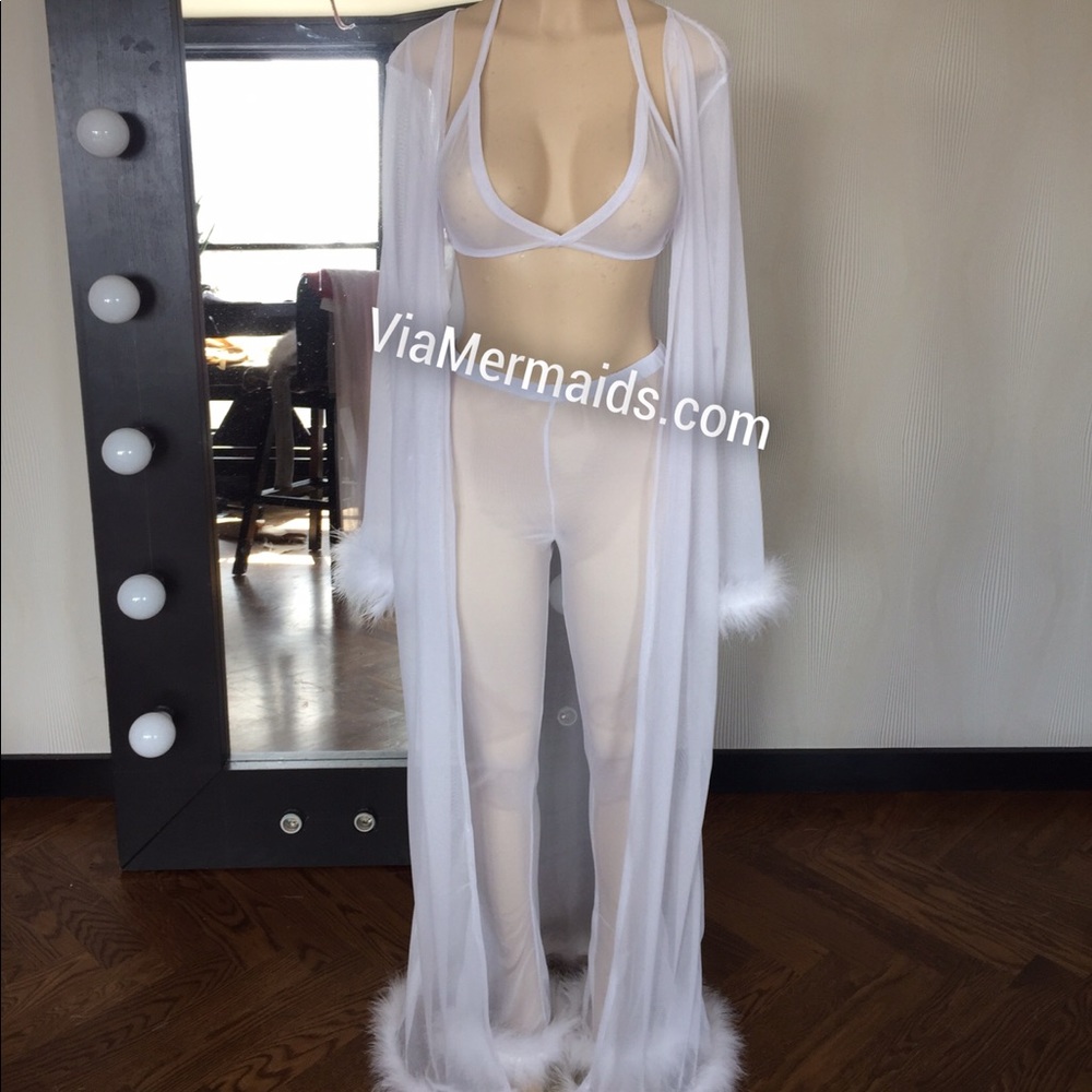 White ROBE ONLY see through robe